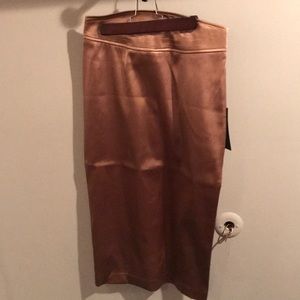 Bronze faux leather pencil skirt